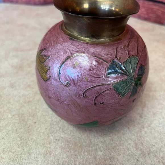 Solid Brass Hand Painted Cloisonne Enamel Vase - Picture 7 of 13